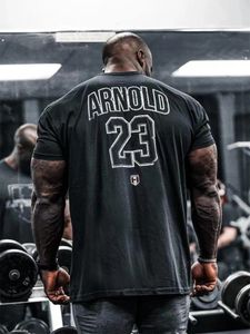 HOSSTILE Short Sleeved Fitness American Loose Muscle Tough Guy Top Breathable Sports Arnold Classic Tshirt 240417