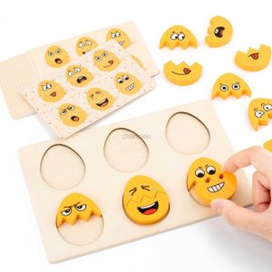 3D -pussel Träuttryck Matchande sorteringsleksaker Facial Expression Puzzles Toy Preschool Education Montessori Learning Toys for Kids 240419