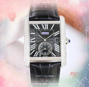 Famous Square Big Dial Watch Luxury Roman Tank Series Men Clock Quartz Movem