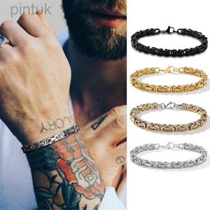 Chain Vnox Stylish Byzantine Chain Bracelet for Men Women Boys Waterproof Stainless Steel Link Wristband 4/5/6/6.5/8mm Wide d240419