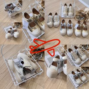 Casual Shoes Designer Shoes Womens Platform Trainers Sneakers Gold Silver Sätt upp kardborrstorlek 36-40 Klassisk bekväm Gai White