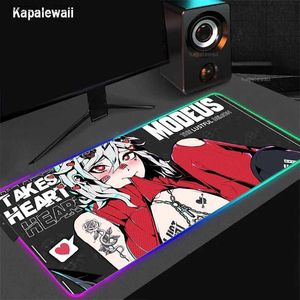 Mouse Pads Wrist Rests RGB Mouse Pad Anime Genshin Impact Computer XXL Keyboard Mousepad LED Desk Mat PC Gamer Rugs Office Carpet Home Mause Mausepad Y240419