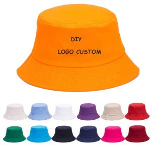 Hats Custom Logo Unisex Cotton Bucket Hats Women Summer Sunscreen Panama Hat Men Solid Color Sunbonnet Fedoras Outdoor Fisherman Hat