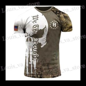 T-shirty męskie Nowy gorący swobodny męski koszulka 3D czaszka drukowana O Szyjka Szybkie suche koszule moda trend Hip Hop Tops Męskie Bluzki Obroty T240419