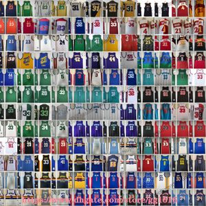 Todas as equipes Retro Basketball Jerseys Michael Iverson 24Bryant Olajuwon Anthon Mutombo Stockton Arroyo Malone Drexler Tatum Garnett Green Pierce Russell Allen