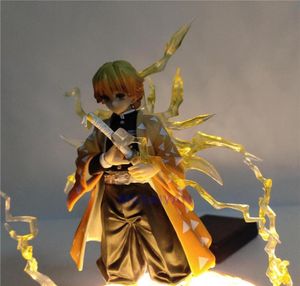 Ação Anime Figuras Kimetsu no Yaiba Agatsuma Zenitsu Luzes noturnas LED Set Figurine Model Toys for Children Modelo Y0112286F2882294