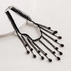 Kedjor Fade-resistent halsband Elegant Tassel Choker för kvinnor med justerbar längd Utökad kedjelätt metall