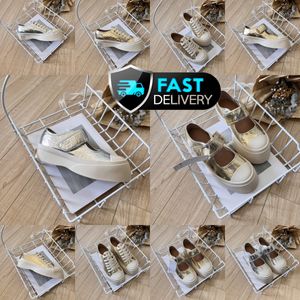 2024 Casual Shoes Designer Schuhe Frauen-Plattform Vintage Trainer Sneakers Gold Silber Schnüre-up-Klettvermögen 36-40 Klassische Gai White