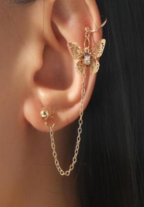 Stud Aretes Aesthetic Vintage Kolczyki Akcesoria Clipon Dangle Big Butterfly Clips wiszący łańcuch słodki styl Koreańszy moda7066987