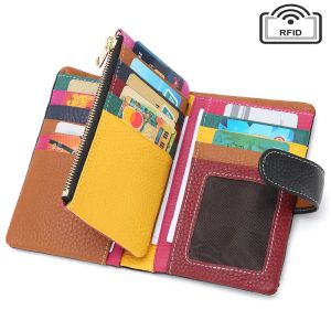 Wallets New Women Wallet Colorful Money Bag Lady Long Cow Leather Clutch Cellphone Card Holder Soft Leather Coin Purse