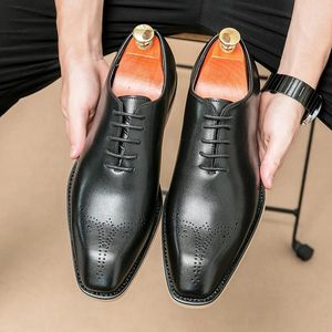 Dress Shoes 2024 Men Business Leather Spring Autumn Leisure Genuine Breathable Soft Sole Invisible Elevated Anti Slip