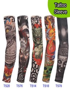 10 PCS new mixed 92 Nylon elastic Fake temporary tattoo sleeve designs body Arm stockings tatoo for cool men women74960952434259