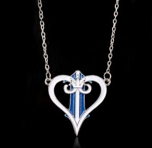 dongsheng Japanese Anime Blue Kingdom Hearts Crown Necklaces Pendants Metal Enamel Heart Cartoon Charms Necklace Gift302923655