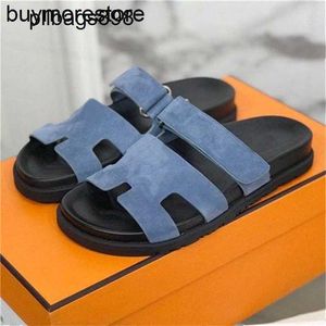 Italy Chypres Sandals Flat Genuine Leather Velcro Strap 7a Suede Classic Lady Flops Men Women Size 35-44 WithDI4O