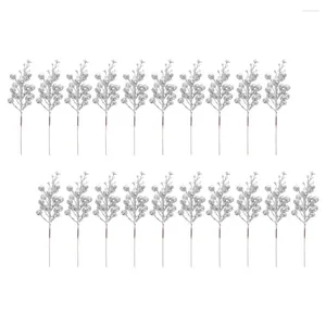 Decorative Flowers 20pcs Christmas Glitter Berries Stems Artificial Picks Tree Ornaments