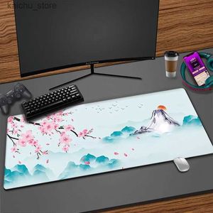 Мышиные накладки отдыхают японское стиль Mount Fuji Mousepad XXL Sakura Desk Mat Accessories Computer Table Mat XL Desk Pads 100x50 Большая мышиная площадка Y240419