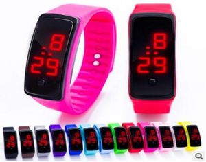 2017 Sport LED CANDY JELLY MEN女性シリコンラバータッチSNデジタル防水時計ブレスレットミラーWRISTWATCH6817562