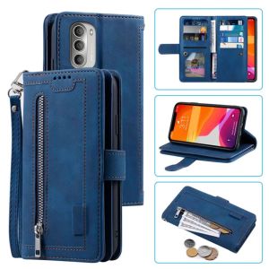 Carteiras 9 Cartões Carteira Caso para Motorola Moto G51 5G Caso Cartão Zipper Flip Folio Com pulso Carnaval de Strap para Moto G51 5G Tampa