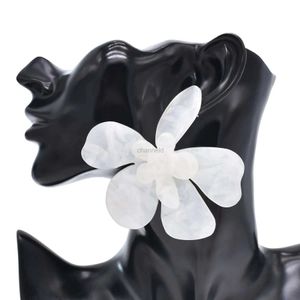 Other Hyperbole Large White Double Layer Acrylic Flower Earrings For Women 2022 Bohemian New Trendy Big British Style Earrings Jewelry 240419