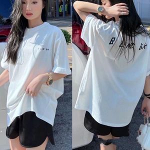 Parisian designer high quality men AB front and back hand-painted letter T-shirt hundred couples pure cotton women's T-shirt summer casual trend couple fashion T-shirt