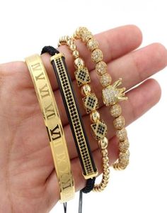 3PCSSetRoman numeral Titanium Steel Bracelet Parule Braceletcrown2018 для Loversbracelets для женщин мужчины роскошные ювелирные изделия47699169738769