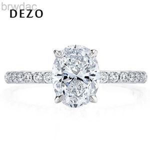 Solitaire Ring Dezo Oval Cut 2Ct Solitaire Moissanite Diamond noivado anel D Cor Solid 925 Sterling Silver Wedding Women Promise Jewelry D240419