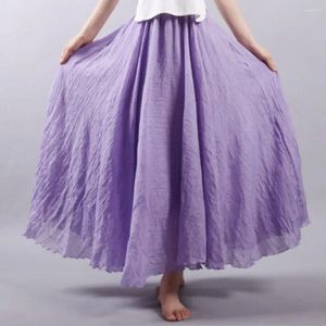 Skirts Elastic Waist Maxi Skirt Bohemian With Flowy Hem Women's Ethnic Style A-line Streetwear Long For Casual