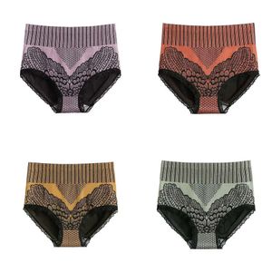 Underwear Women Panties Stretch Full Coverage Lace High Waist Tummy Tuck Hip Lift Cotton Bottom Crotch for Lady Briefs