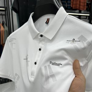 Męska koszulka polo Polo krótkie rękawy 2024 Summer Silk Cotton Wygodne swobodne koszulka moda drukowana top