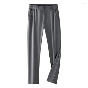 Men's Pants Men Spring Summer Business Casual Elastyt Slim Fit Elastyczna talia Jogger Koreański klasyczny klasyczny cienki czarny szary spodnie Mężczyzna