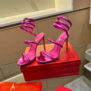 Kayışlar Yüksek Topuklu Moda Kadın Kadın Seksi Peep Toe Parti Gladyatörde Stiletto Sandalet Yeni Bayanlar Rhinestones Ayakkabı