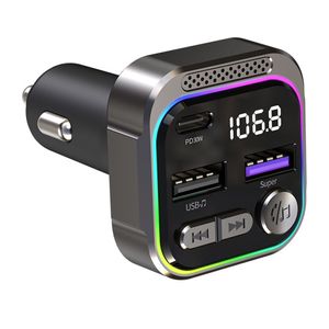 Bil Bluetooth 5.3 FM sändare trådlös Bluetooth -bilkitadapter Mp3 Player Handsfree Call Dual USB PD 30W Fast Charger Roller Wheel C54