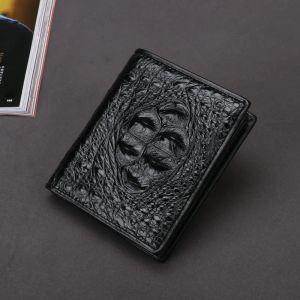 財布本物のクロコダイル本革のメンウォレット黒/茶色の名刺ホルダー財布男性2022男性カードケーススリムマネーバッグ