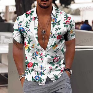 Men's Casual Shirts 2023 Floral Shirts For Men 3d Print Mens Hawaiian Flower Shirt Beach Short Slve Fashion 5xl Tops T Shirt Man Blouse Camisa T240419