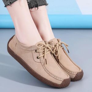 Casual Shoes 2024 Suede Leather Women Flats Sneakers Moccasins Designer Loafers Ladies Woman Chaussures Big Size