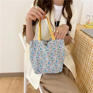 Shoulder Bags Cotton Ladies Eco Reusable Shopping Fashion Flower Women Mini Canvas Handbags Casual Female Portable Small Tote Clutch