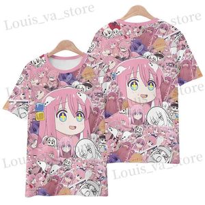 Erkek Tişörtler Anime Manga T-Shirts Bocchi The Rock 3D baskı Strtwear Erkekler Moda Büyük Boy Kısa Slve T Shirt Kid TS Üstler Giyim T240419