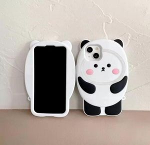 Ny stil Silikontelefonfodral för iPhone 13Promax 12 11 7P Söt Panda Cross Dressing Rabbit Cover Case8677402