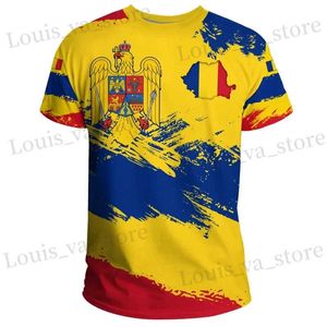 Herren-T-Shirts Rumänien Nationalflagge 3D-Print-T-Shirts für Männer Neue Mode Rumänische Print Short-Slve T-Shirt Strtwear Unisex Tops Camisetas T240419