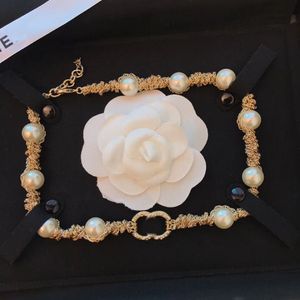 Fashion Necklace for Woman Big Pearl Crystal Necklaces High Quality Designer Necklace Jewelry with flannel bag