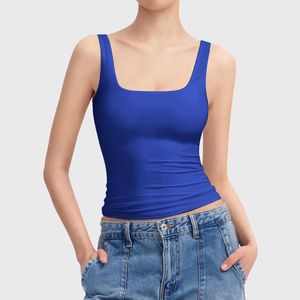 Camisoles & Tanks Y2k Style Vest Blouse Womens T-Shirts Sexy Square Neck Sleeveless Patchwork Elegant Fashion Clothes Streetwear Casual