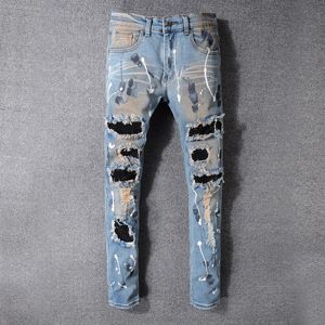 Jeans de designer de homens angustiados Rapped Biker Slim Fit Motorcycle Denim para homens de alta qualidade Jean Mans Pants servir Hommes 032