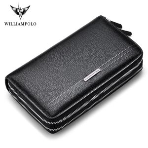 Plånböcker williampolo varumärke män koppling väska stora kapacitet män plånböcker mobiltelefon ficka hög kvalitet multifunktion plånbok för män