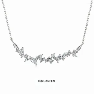 Chains XUYUANFEN S925 Sterling Silver Necklace Women's Smile Geometric Zircon Inlaid With Daily Exquisite Design Ornament
