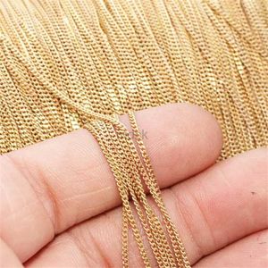 Collane a sospensione reali 14k oro oro catena a marciapiede 1 mm/1,2 mm/1,5 mm Collana oro Gioielli in oro Minimalista Gioielli fai -da -te riempiti in oro 240419