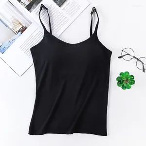 Camisoles & Tanks Push-Up Women Tank Top Lady Bottoming Tees Stretchable Modal Built-in Bra Padded Tops Tube Vest