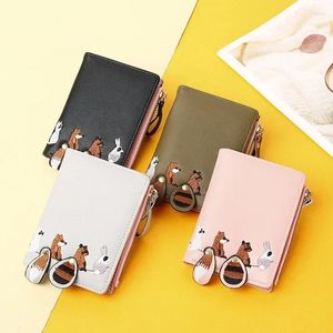 Wallets Women Coin Purse Ladies Cartoon Bags Short Cute Small Student Leather Card Holder Girl ID Bag