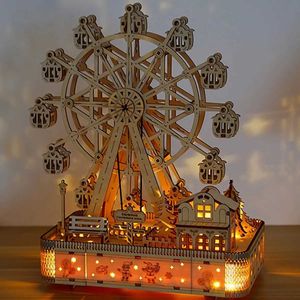 3D Puzzles Ferris Wheel Hands Craft DIY 3D Drewniana instrumenty układanki Zestaw Model Zestaw Model Zestaw mózgowych łamigłówka zabawki 240419