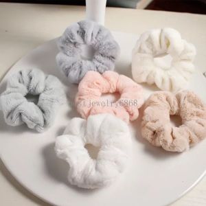 Women Plush Hair Scrunchies Girls Warm Soft Hair Band Elastic Accessories Black White Khaki Pink Hair Ties