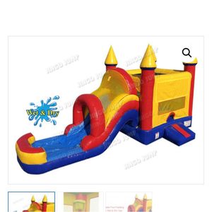 Partihandel Hållbar kommersiell vit uppblåsbar studsslott med vattenbilder Combo Moon Bounce House Outdoor Jumper For Parks Backy